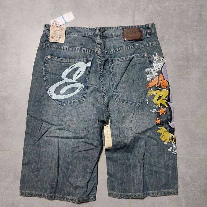 Bermuda large baggy jeans short hip-hop streetwear graffiti y2k vintage Ecko unltd taille 38us 46eu - photo numéro 2