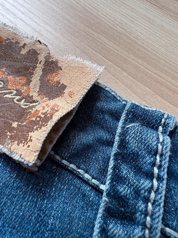 Short en jean vintage femme L/XL – bleu foncé brodé - photo numéro 10