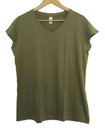 T Shirt Vert Kaki. Col En V. Manches Courtes. Sol's. Coton. Taille 3xl