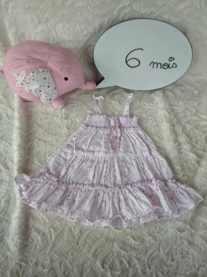 Robe d'été à fines bretelles Fille 6 mois Fleurs Cœur Petit Kimbaloo 100% coton