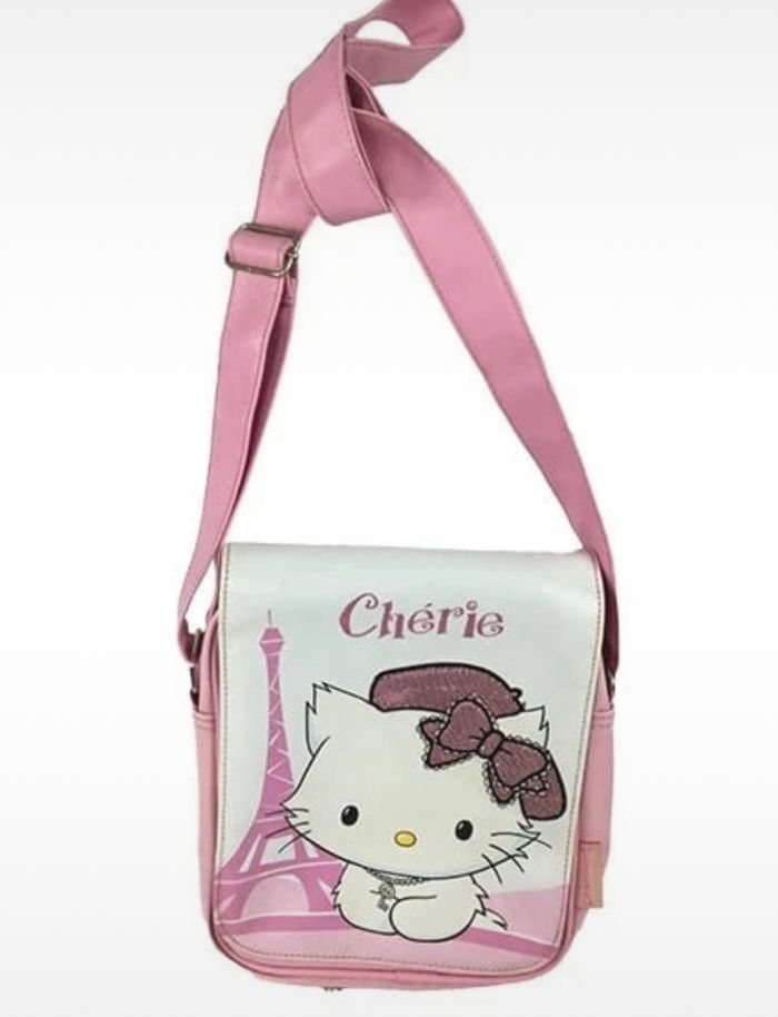 Sacoche rose et blanche à rabat fille - Hello Kitty