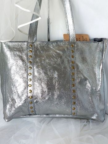 Magnifique cabas spacieux cuir gris irisé KEVIM