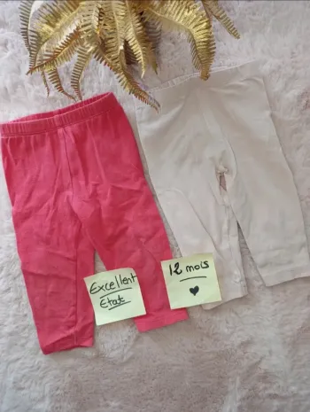 Lot leggings rose pâle et fushia