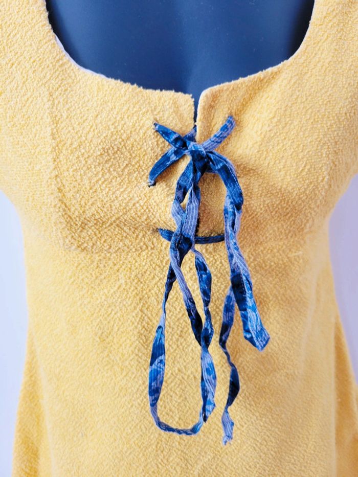 Vintage, Authentique Robe Mini années 60's jaune vif plage - photo numéro 4