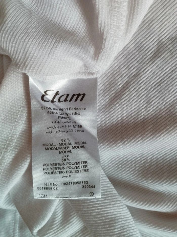 Tee-shirt blanc Etam – Manches bouffantes – Taille XS / 34 – TBE - photo numéro 6