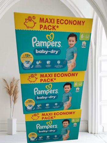 240 couches Pampers taille 6 Baby dry lot de 3 cartons 