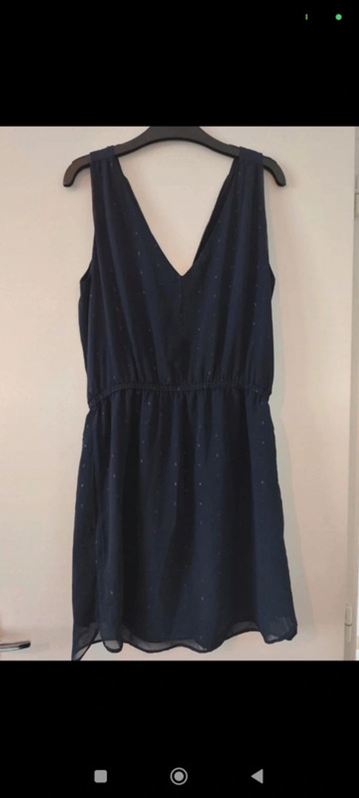 Robe bleu décolleté en voile taille S Mango - photo numéro 2