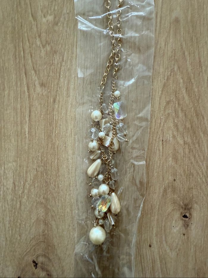 Collier long doré blanc boutique indépendante taille unique - photo numéro 2
