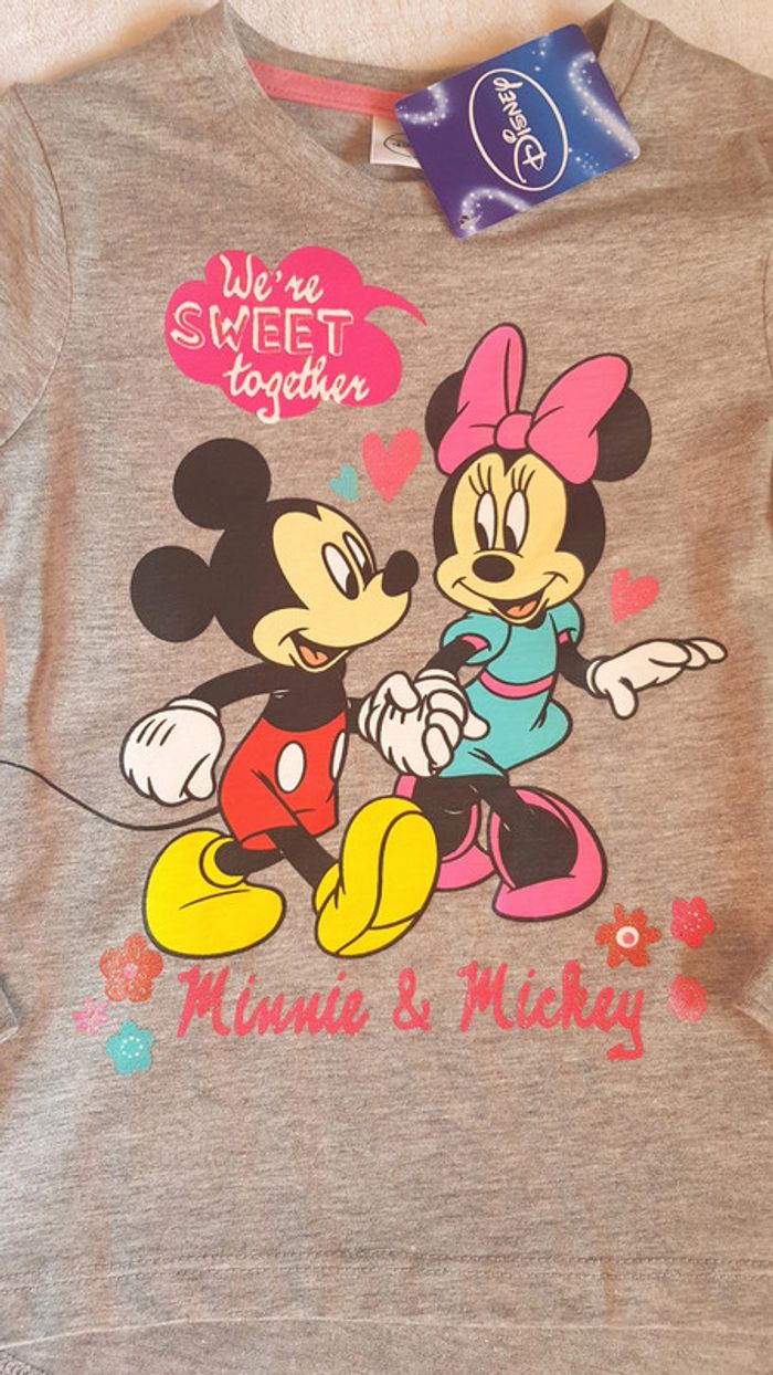 t-shirt fille gris minnie mickey disney - photo numéro 2