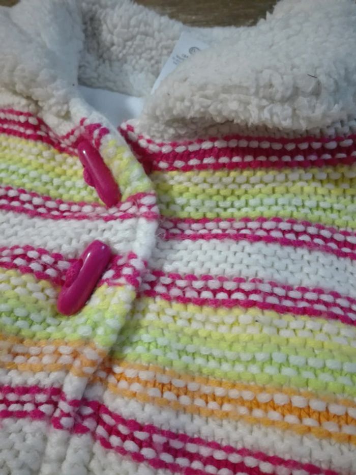 Gros gilet manteau moumoute chaud polaire vintage bébé fille 9 mois - photo numéro 2