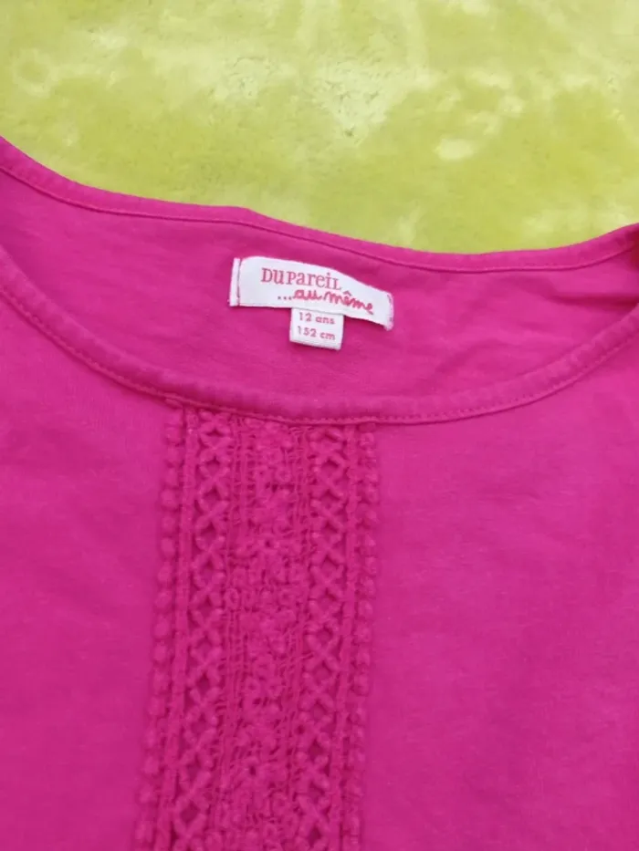 Tee-shirt ML rose framboise taille 12 ans DPAM - photo numéro 2