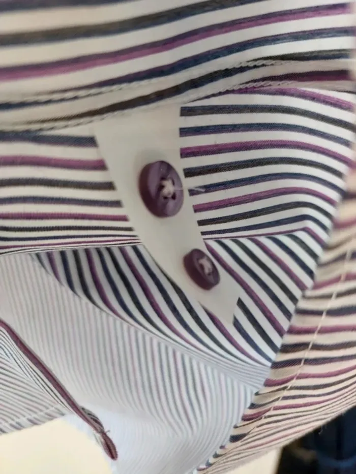 Chemise rayée mauve Kastor slim line taille M - photo numéro 7
