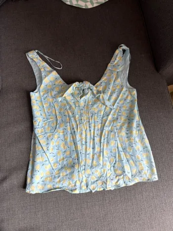 Débardeur, blouse fine bretelles femme, motif citron, monoprix, taille 36, neuf