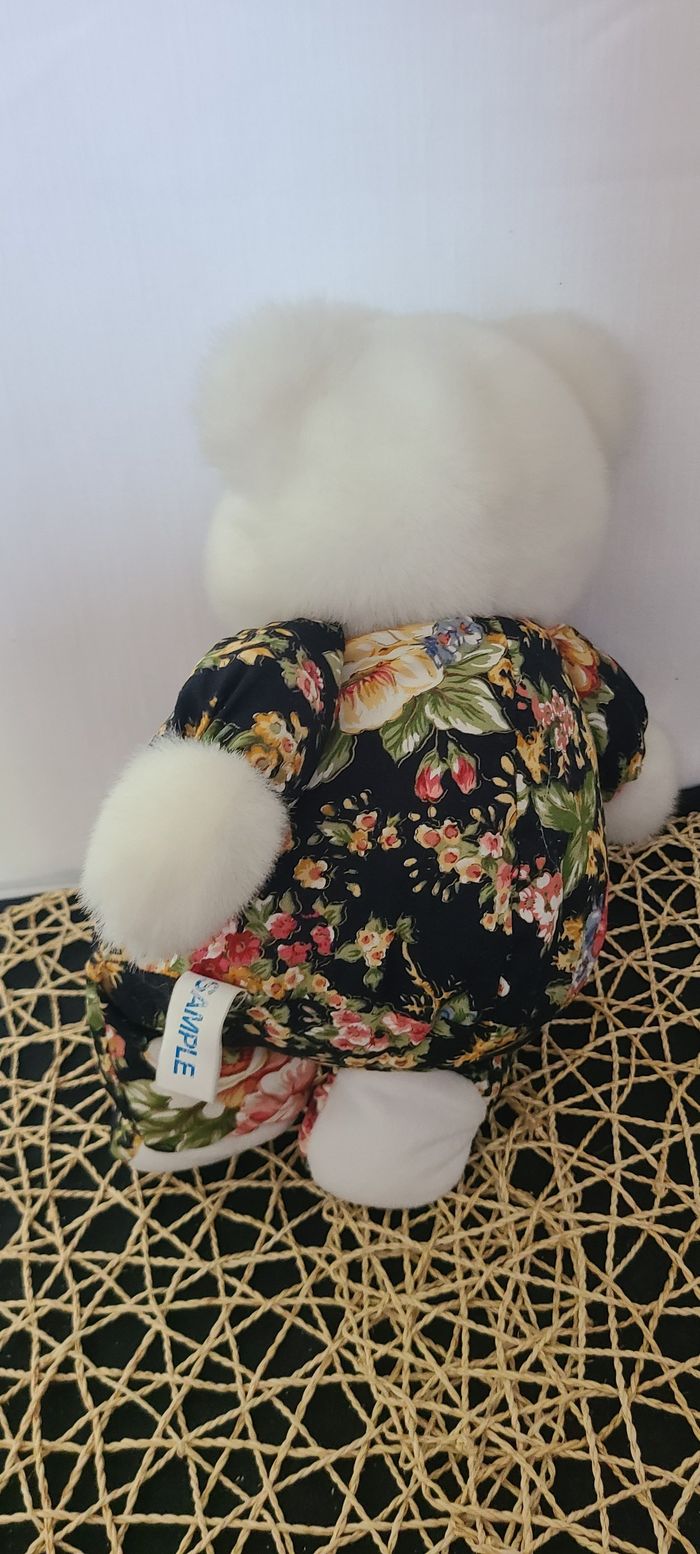 peluche vintage ours motif floral - photo numéro 2
