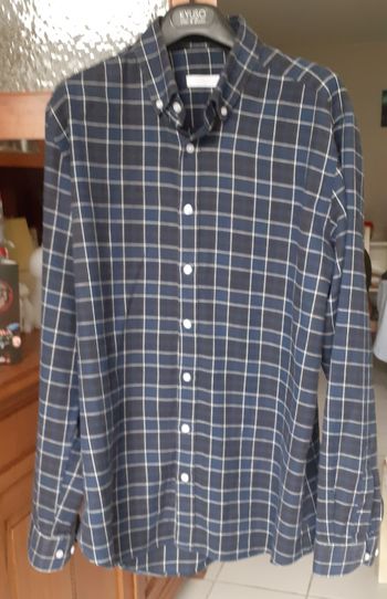 Chemise Homme à carreaux noir bleu, taille 42