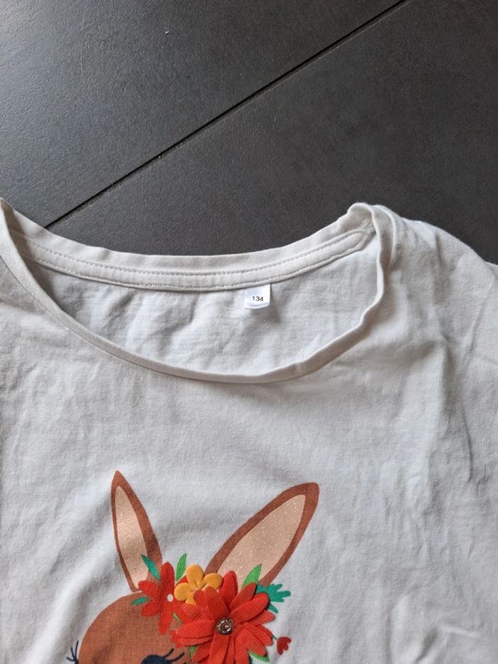 Tee-shirt manches courtes Palomino décor lapin poire 9 ans - photo numéro 3