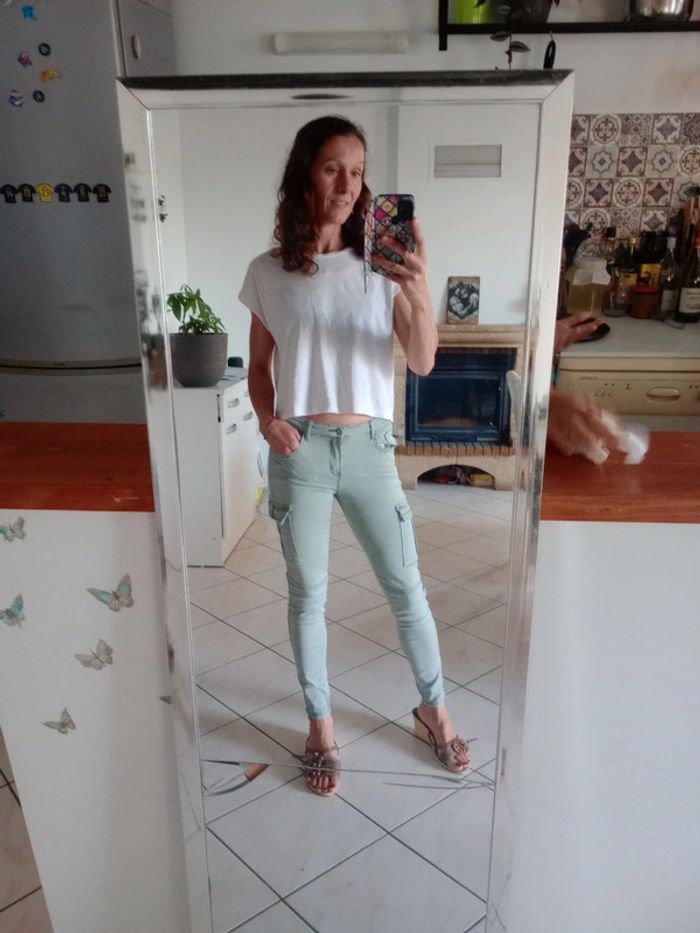 Pantalon femme 36 Street urban vert-de-gris c84