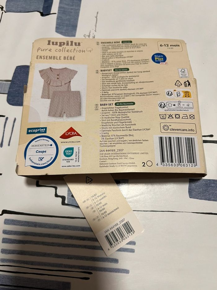 Ensemble bébé fille taille 6/12 mois marque Lupilu neuf ! - photo numéro 3