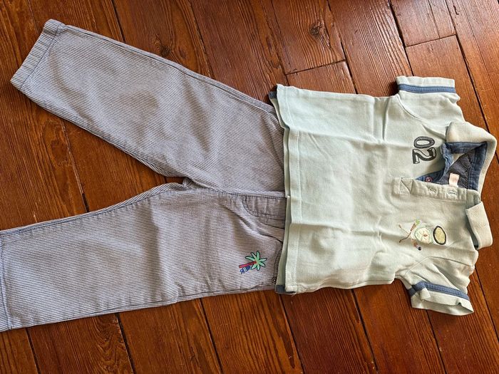 Ensemble Sergent Major pantalon+polo bleu 18 mois