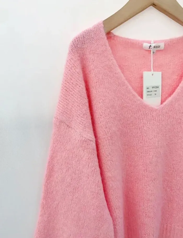 Pull rose col V - photo numéro 2