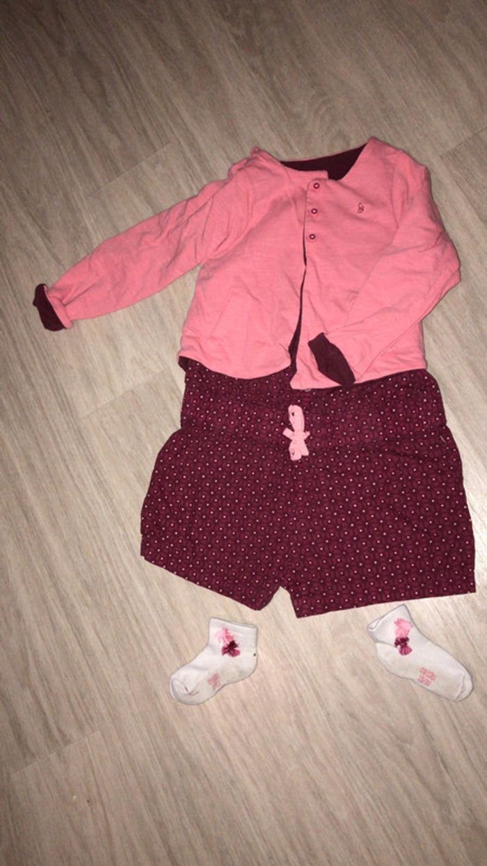 Ensemble combishort gilet chaussette
