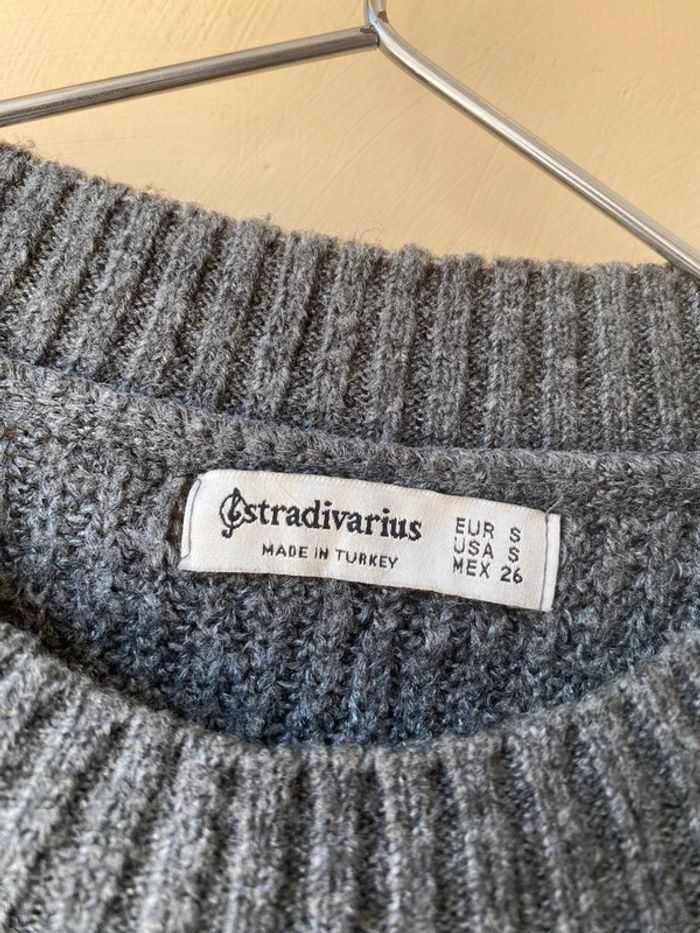 Pull gris strass Stradivarius S - photo numéro 7