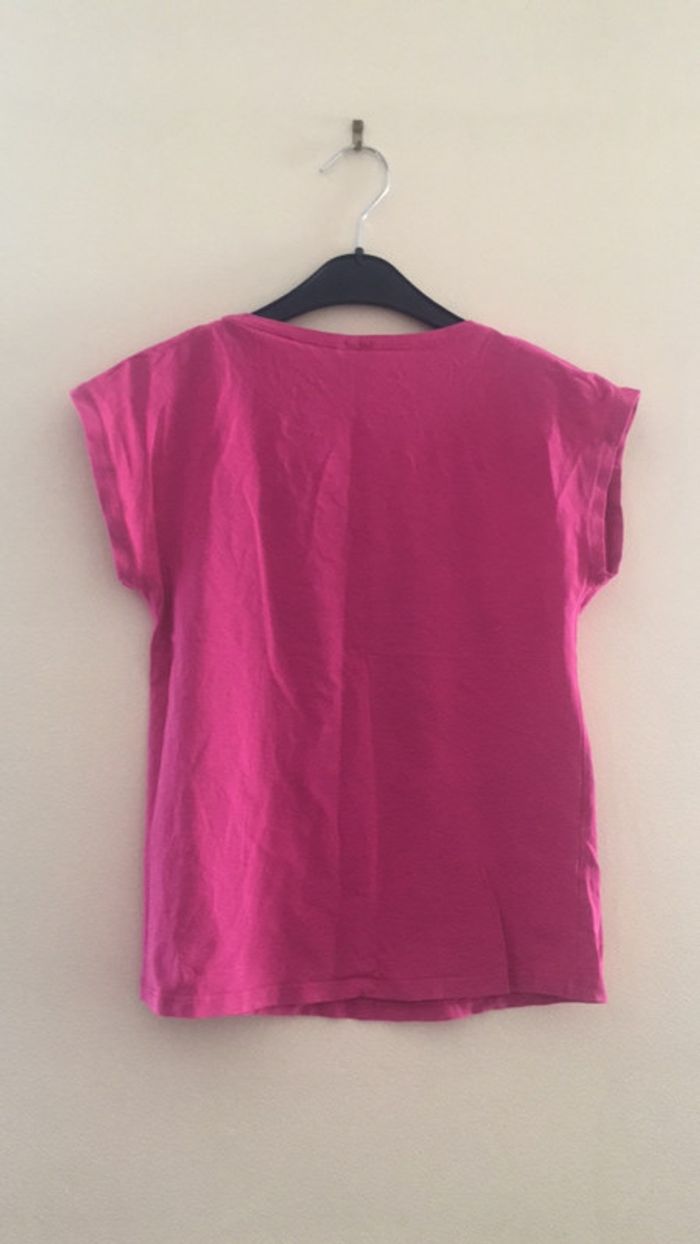 Teeshirt rose avec imprimé et strass - photo numéro 3