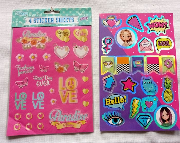 Pack 4 planche stickers + 1 fille