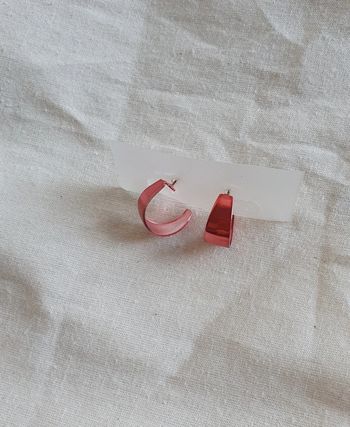 Boucles d'oreilles neuves roses miroir brillant