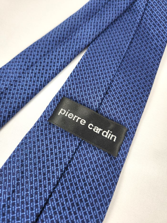 Cravate Pierre Cardin - Bleu Marine & Bleu Ciel - Micro-Motif Géométrique - photo numéro 4