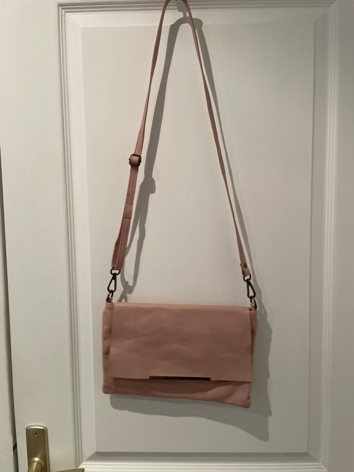 Sac cuir rose poudrée