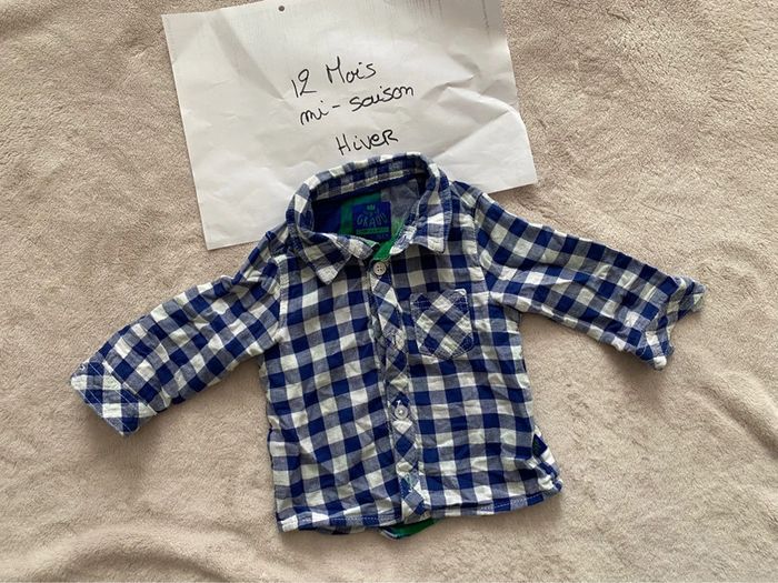 Lot de 3 chemises à carreaux manches longues - Tape à l’oeil, Obaïbi - 12 mois - TBE - photo numéro 9