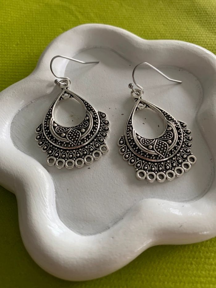 Boucles d’oreilles bohémiennes en alliage argenté - photo numéro 2