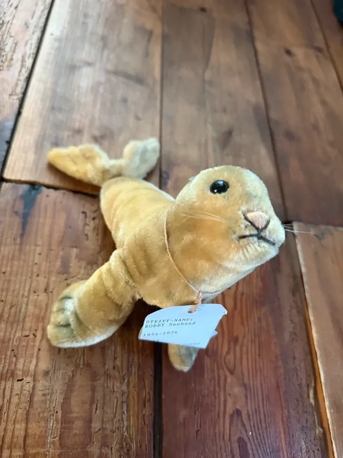 Peluche ancienne Steiff Otarie Phoque Seehund Robby 14cm rigide océan
