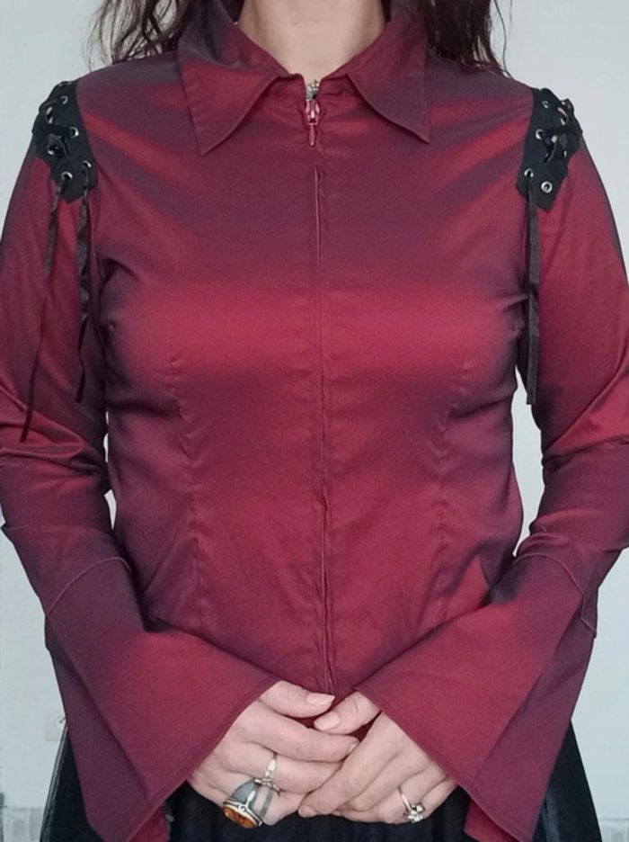 Chemise stretch irisée bordeaux taille 40 - photo numéro 4