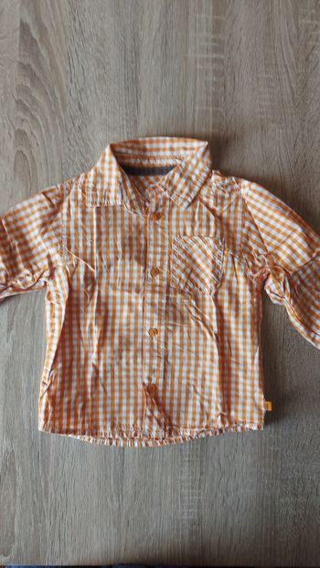 Chemise orange et blanche  à carreaux