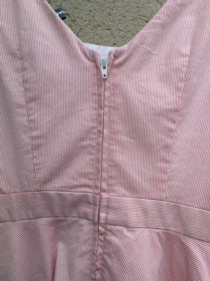 Robe à rayures fines rose et blanc coupe princesse - photo numéro 10