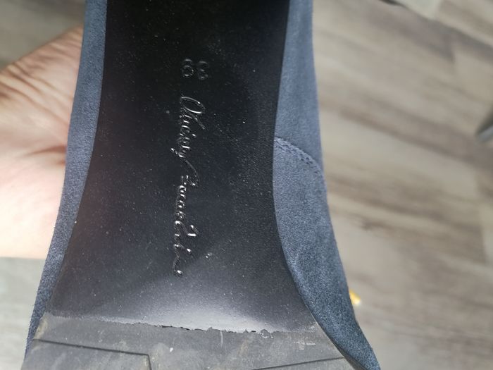 Bottines bleu, noir et bordeaux à talons épais avec lacets jaunes - Taille 39 - Luciano Barachini - photo numéro 8