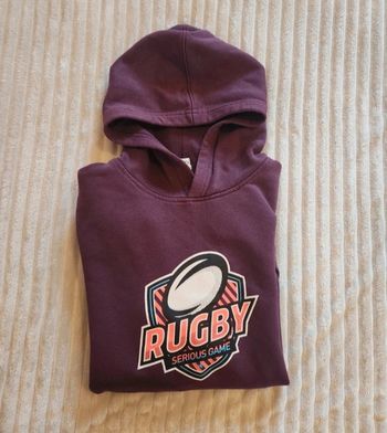 Sweat à capuche Decathlon Rugby – violet prune – Taille S – Très bon état