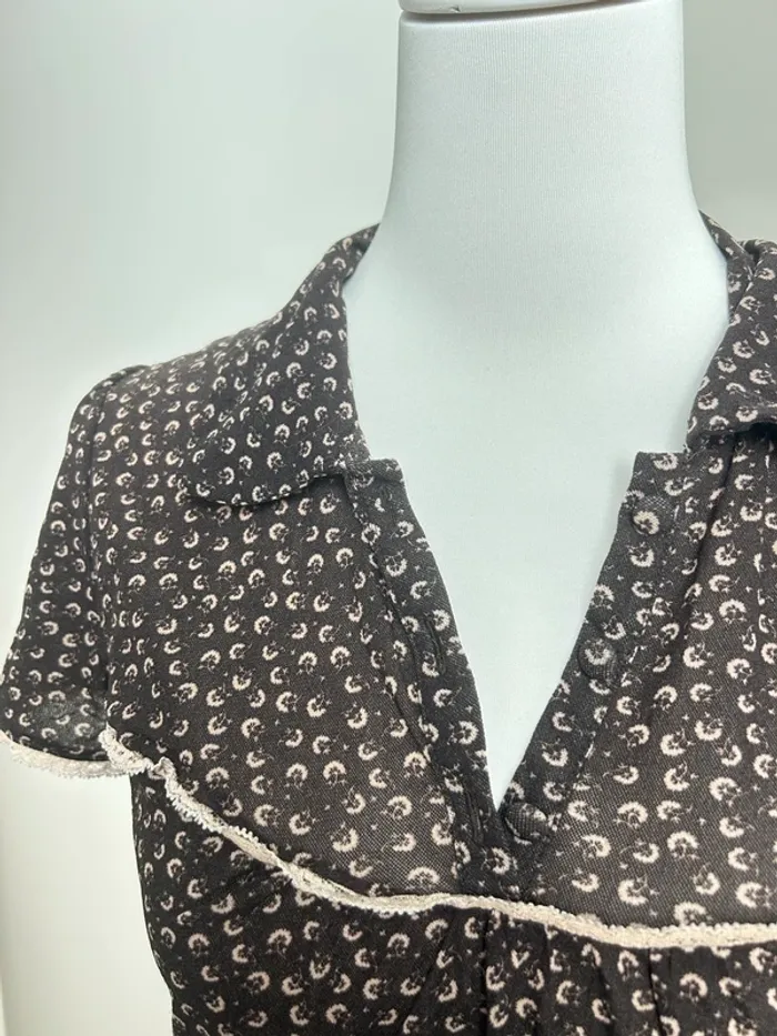 Top vintage marron fluide à motifs - photo numéro 2