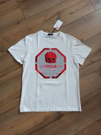 Tee shirt blanc tête de mort homme strass L