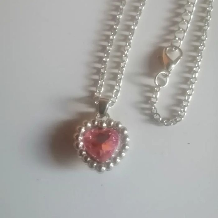 🌸Chaîne argentée avec pendentif en cristal rose "Histoire d'or" 🌸 - photo numéro 2