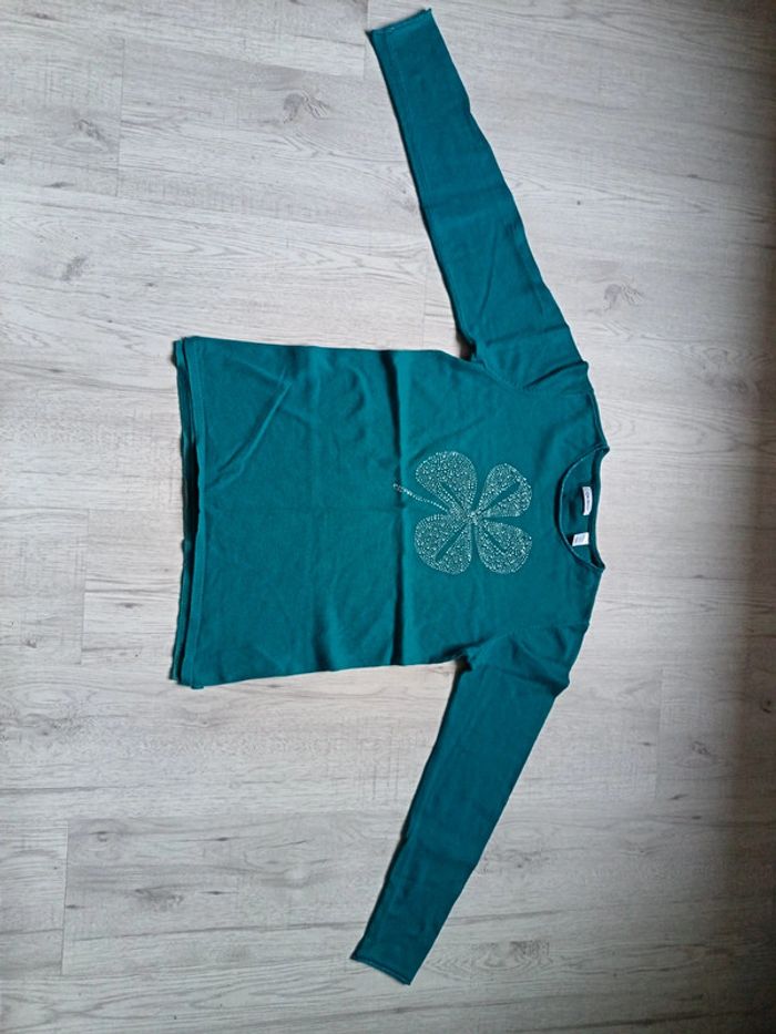 Pull fin 14 ans fille Okaïdi  motif trèfle