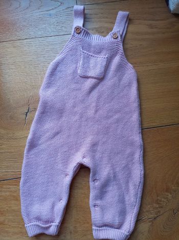 Salopette maille rose Mango 6-9mois