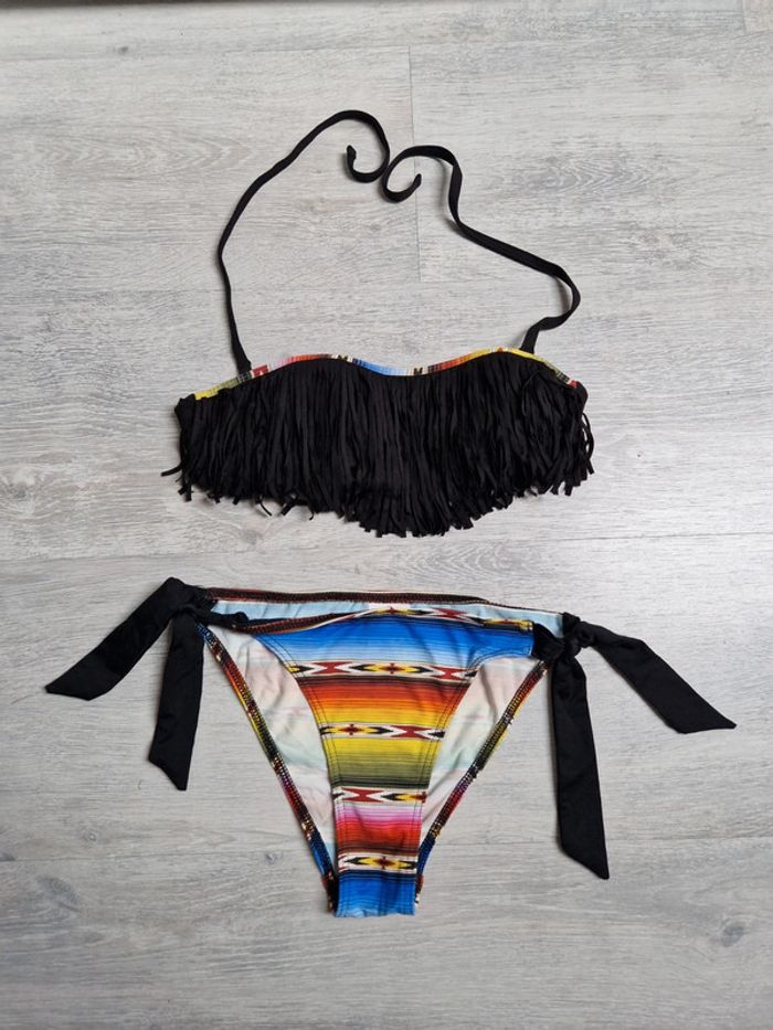 Maillot de bain bikini 2 pièces Banana Moon noir et multicolore taille 36