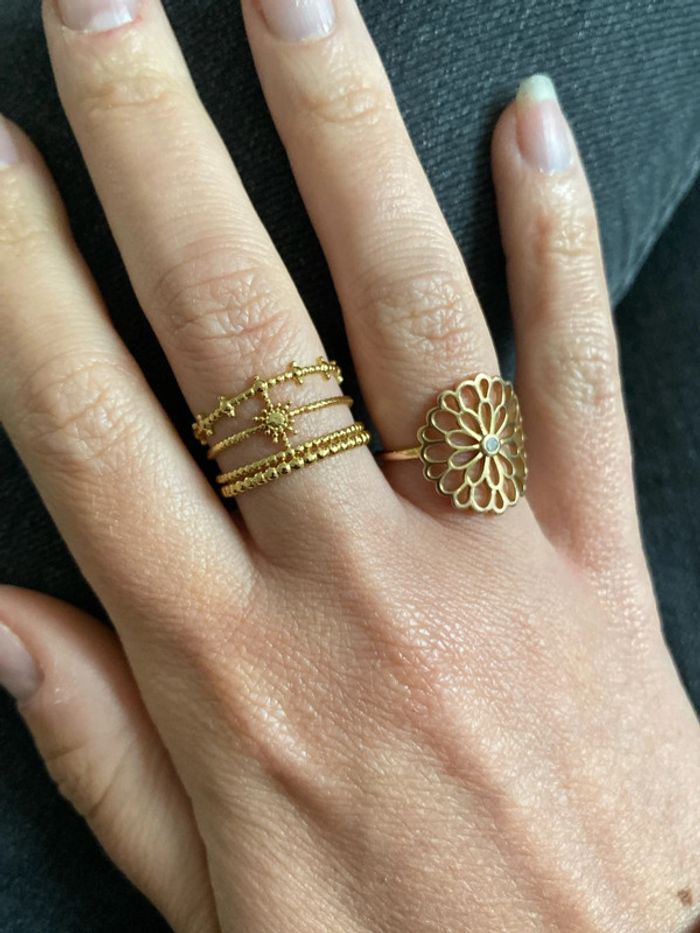 Bague dorée acier inoxydable réglable - photo numéro 2