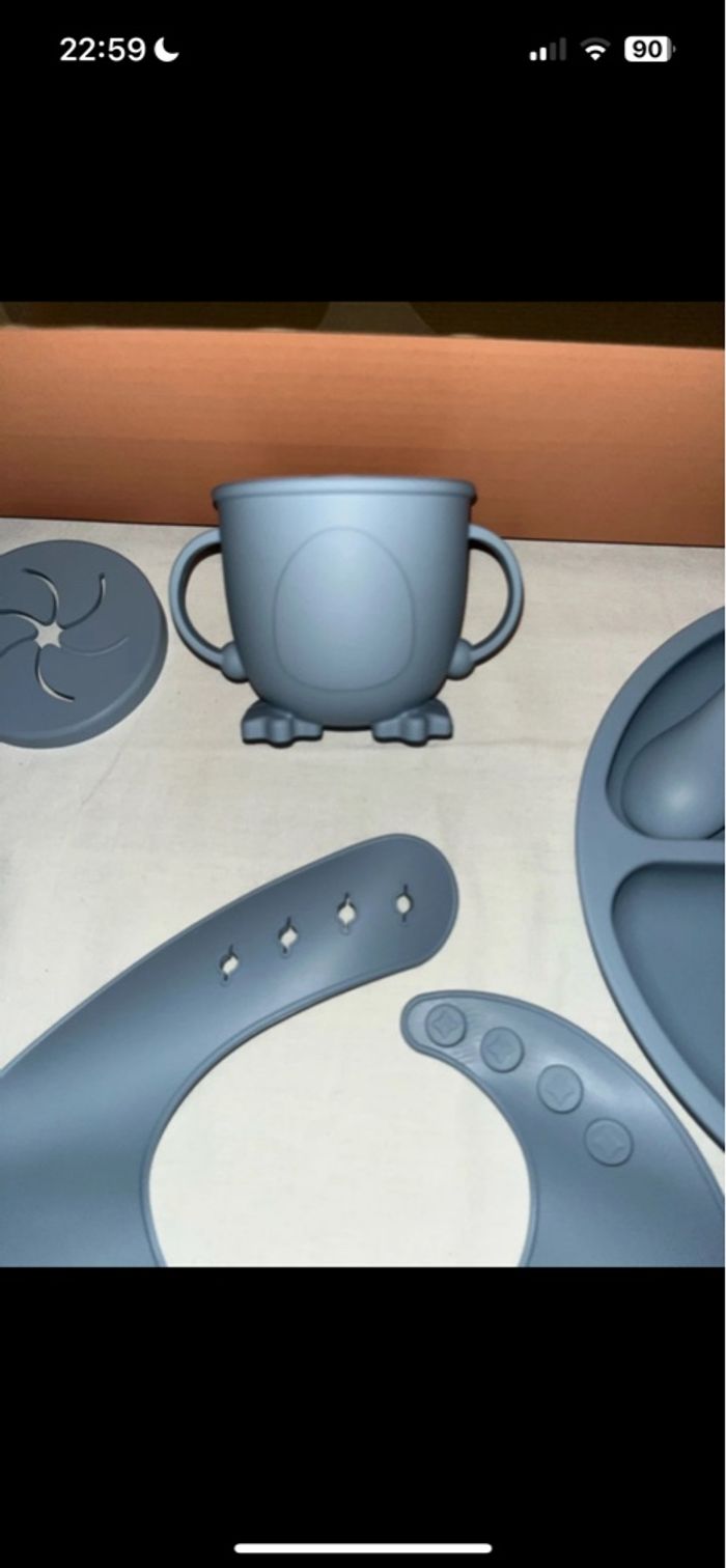 Set de repas en silicone bleu pour enfant 10 pièces - photo numéro 4