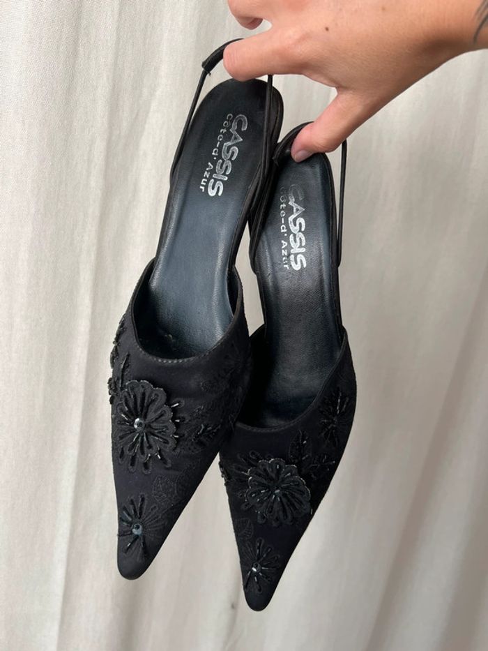 Mules bout pointu perles broderies Coquette Goth y2k - Pointure 40 - photo numéro 2