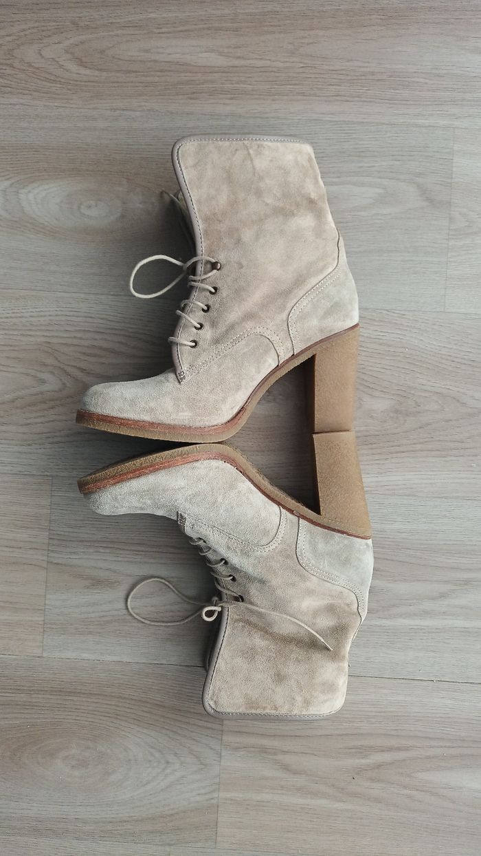Bottines daim fourrées à talon épais 40 - photo numéro 2