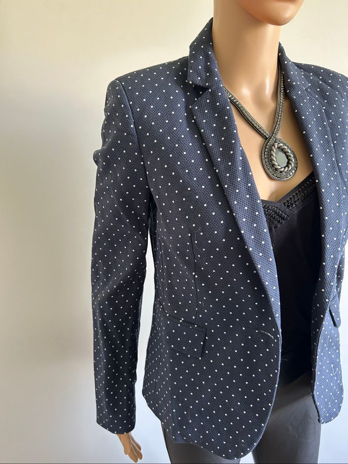 Blazer bleu marine à pois 123 taille française 36 jamais porté - photo numéro 4